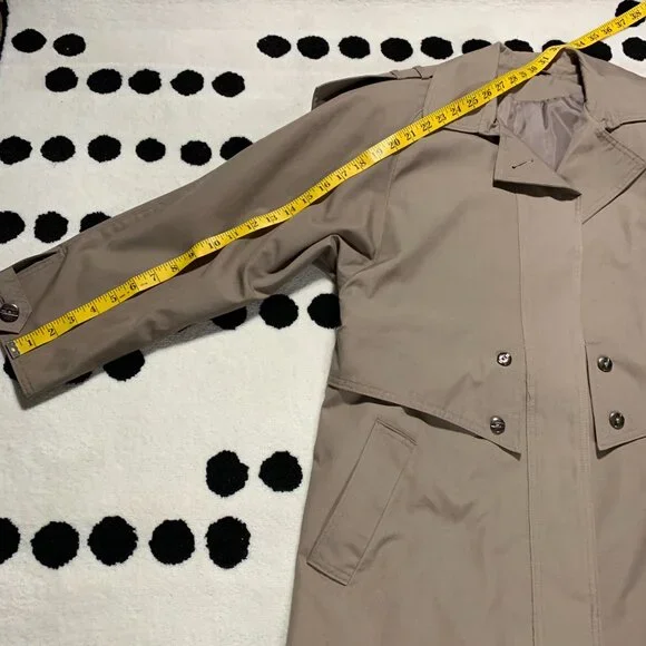 Vintage 80s 90s Khaki Long Beltless Classic Trench Coat Overcoat Raincoat - Picture 16 of 16